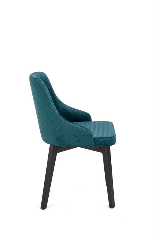 TOLEDO 3 stolička čierna / čal. velvet prešívaný Karo 4 - MONOLITH 37 (tmavo zelená)