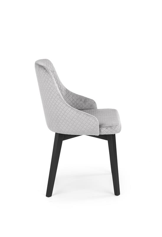 TOLEDO 3 stolička čierna / čal. velvet prešívaný Karo 4 - MONOLITH 85 (svetlo šedá)