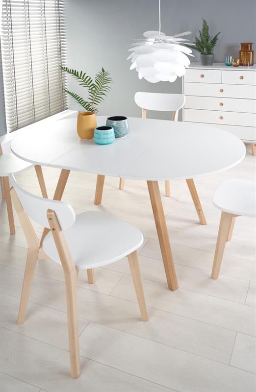 RUBEN stôl kolor doska - biely, nohy - dub medový (102-142x102x75 cm)