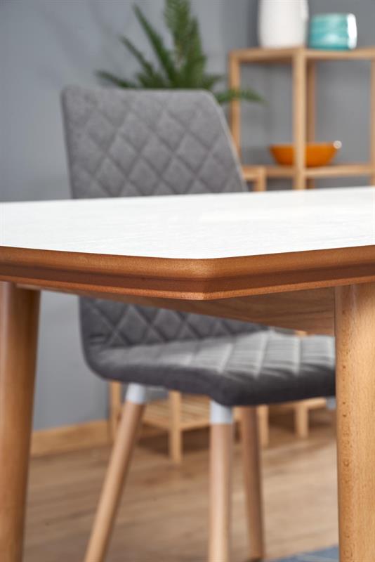 BARRET jedálenský stôl, biely mat/dub lefkas (90-190 cm)