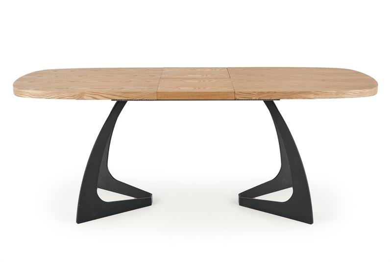VELDON rozkladací stôl, doska - dub prírodný, nohy - čierne