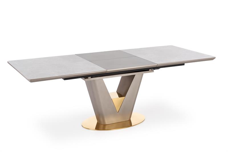 VALENTINO stôl s rozkladom svetlo šedý/zlatý