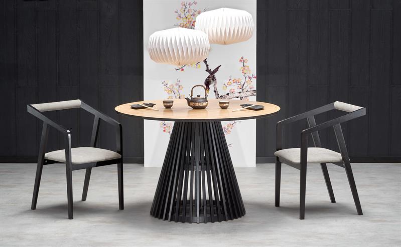 MIYAKI jedálenský stôl, dub prírodná doska/čierna noha