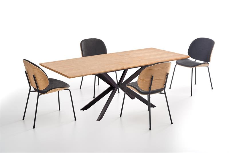 LEGARTO stôl s rozkladom doska - dub prírodný, noha - čierna