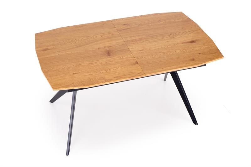 GUSTAVO stôl s rozkladom doska - dub zlatý, nohy - čierne