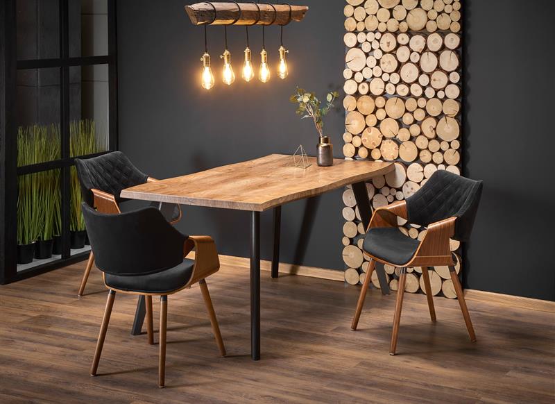 DICKSON stôl s rozkladom 120-180/80 cm, doska - prírodná, nohy - čierne