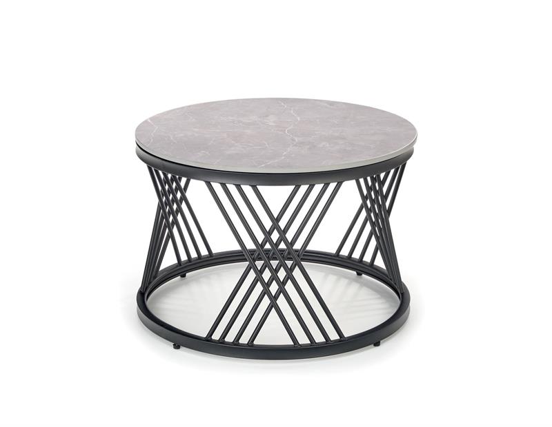 FLAMINGO zostava 2 konf. stolíkov, šedý mramor/ čierna