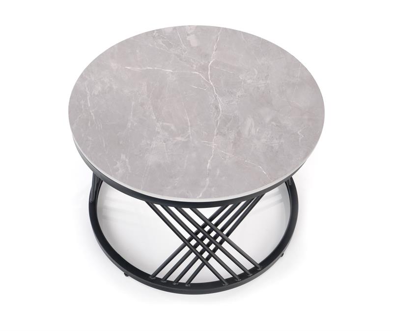 FLAMINGO zostava 2 konf. stolíkov, šedý mramor/ čierna