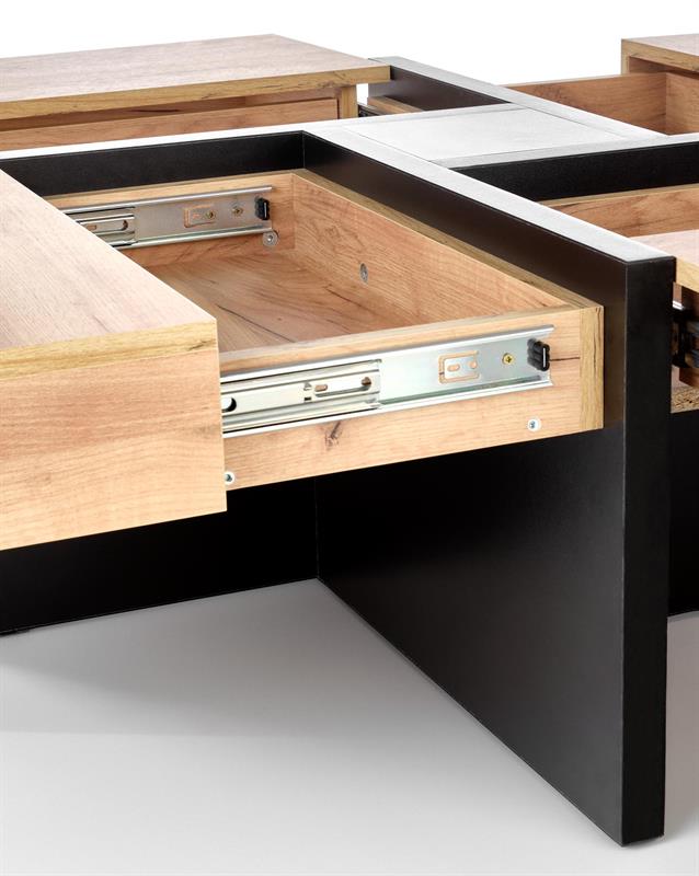 SEVILLA konferenčný stolík, 100x100x47cm, dub craft/čieny