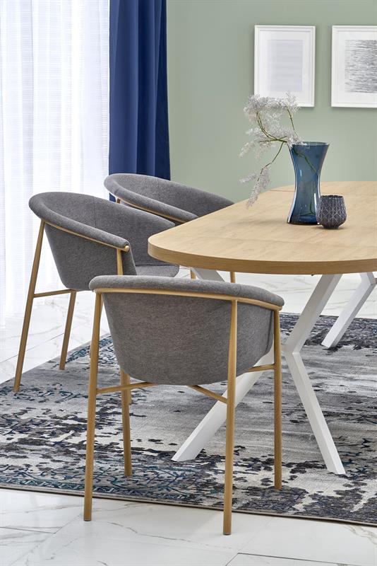 PERONI jedálenský rozkladací stôl  100(250)x100x75cm - dub zlatý / biela