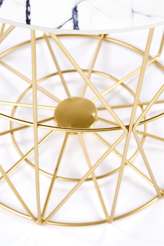 HARISSA_G konferenčný stolík konštrukcia - zlatá, doska - biely mramor