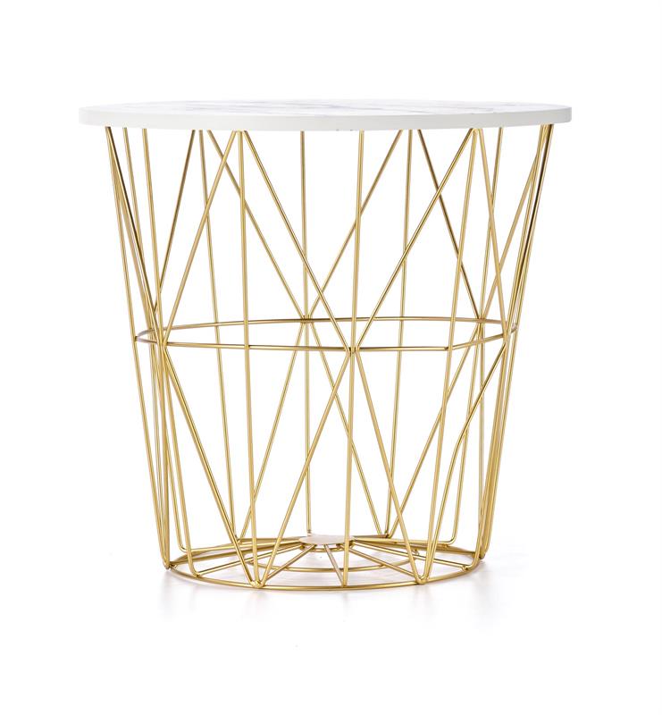 HARISSA_G konferenčný stolík konštrukcia - zlatá, doska - biely mramor
