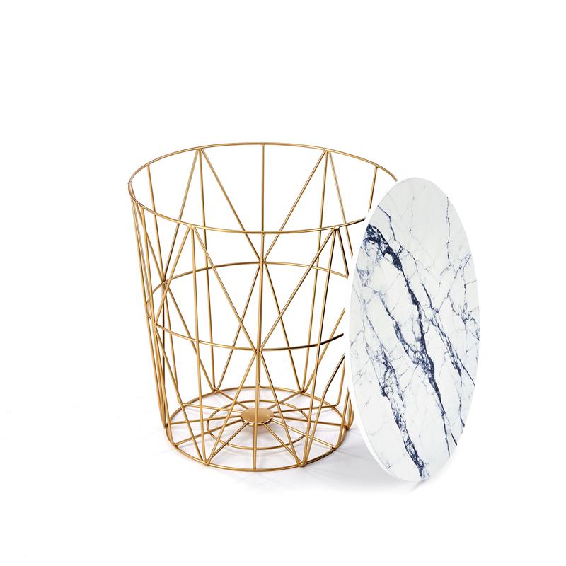 HARISSA_G konferenčný stolík konštrukcia - zlatá, doska - biely mramor