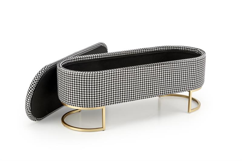 HARMONY lavička s úložným priestorom, čierna/biela/zlatá