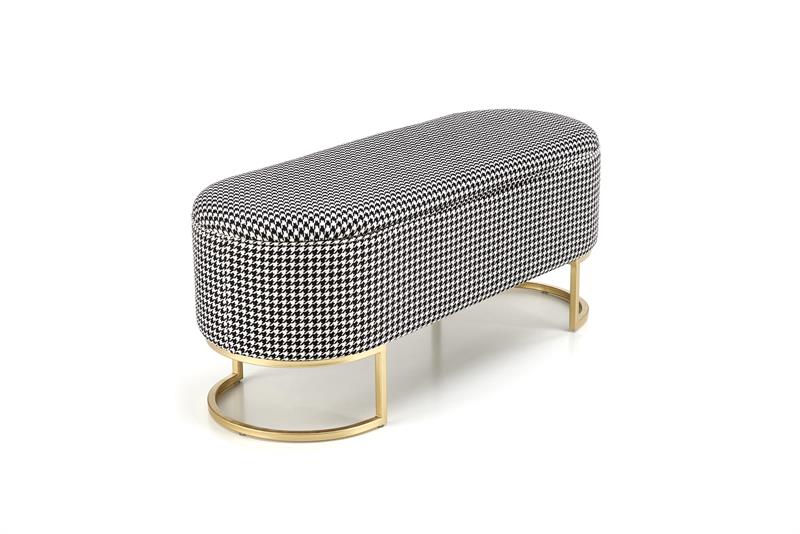 HARMONY lavička s úložným priestorom, čierna/biela/zlatá