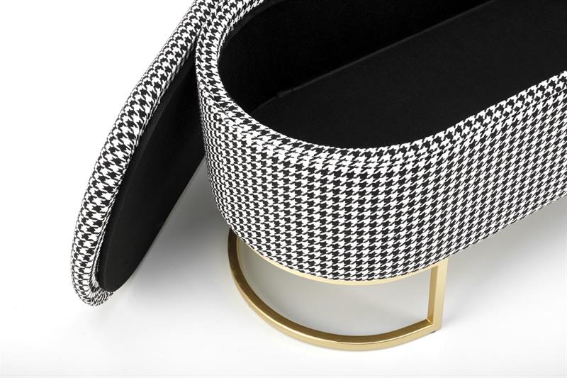 HARMONY lavička s úložným priestorom, čierna/biela/zlatá