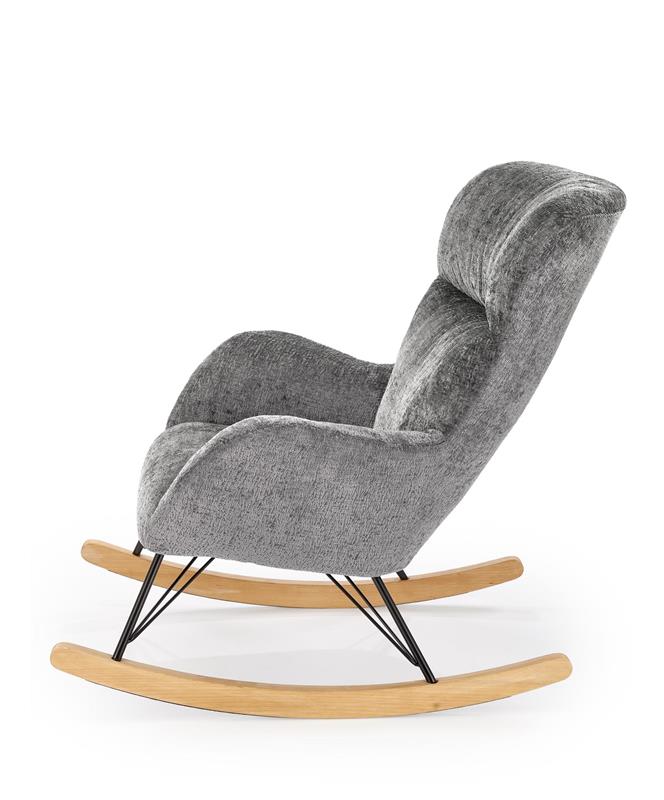 CASTRO kreslo hojdacie, látka/oceľ/drevo, sivá