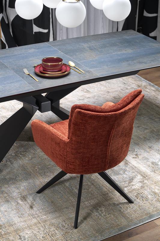 LUCIANO jedálenský stôl 180-230/90/76/117cm,keramika/sklo/oceľ,modrá/čiern