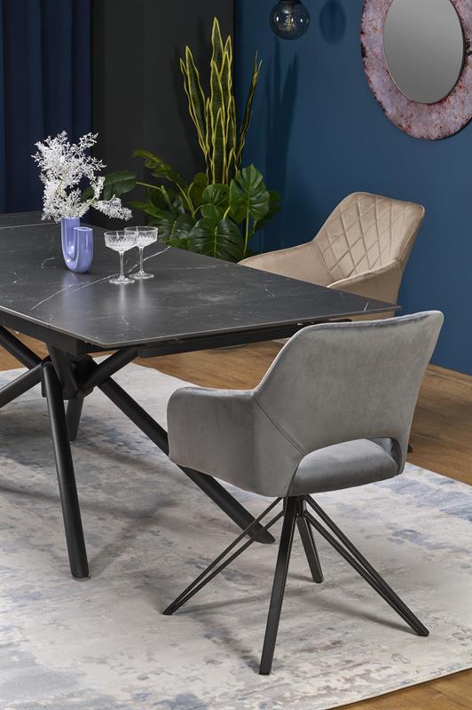 VITORINO rozkladací jedálenský stôl, čierny mramor/čierna