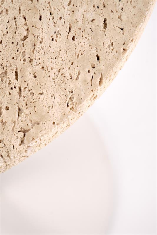 TRAVERSO konferenčný stolík,40/45cm,kameň travertín/oceľ,travertín/bie