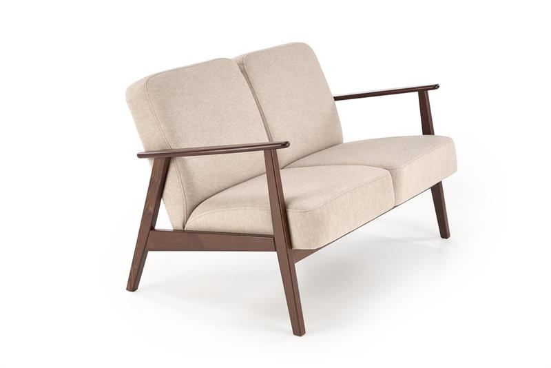 MILANO 2S kreslo, látka béžová CASTEL #15/ tmavý orech