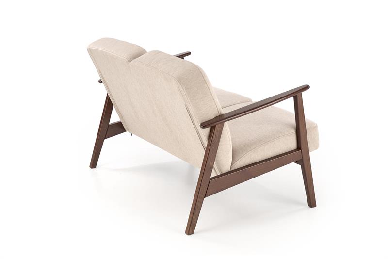 MILANO 2S kreslo, látka béžová CASTEL #15/ tmavý orech