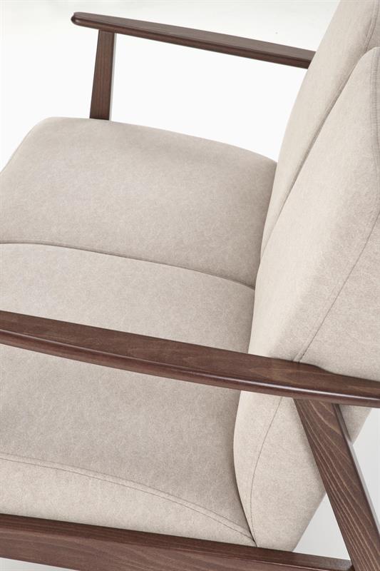 MILANO 2S kreslo, látka béžová CASTEL #15/ tmavý orech