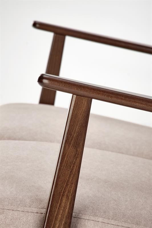 MILANO 2S kreslo, látka béžová CASTEL #15/ tmavý orech