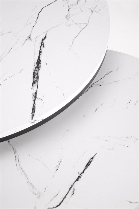 JAVA konferenčný stolík sada 2ks, mramor/oceľ, biela/čierna