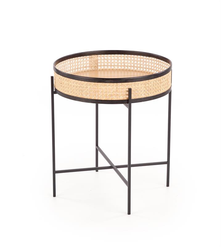 LANIPA konferenčný stôl čierna / rattan prírodná