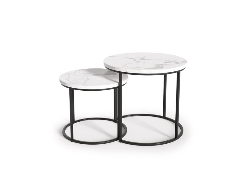 OREO zostava dvoch konf. stolíkov biely mramor / čierna