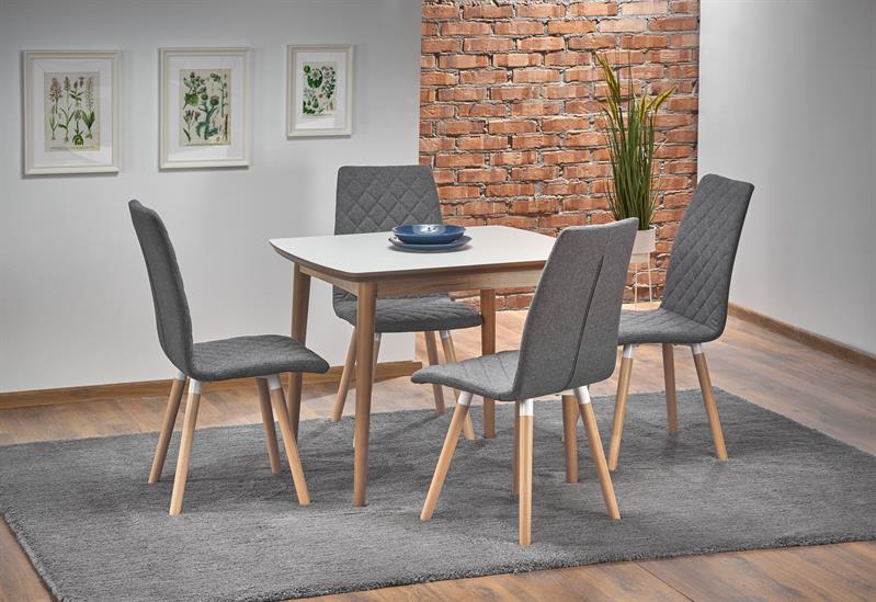 BARRET jedálenský stôl, biely mat/dub lefkas (90-190 cm)