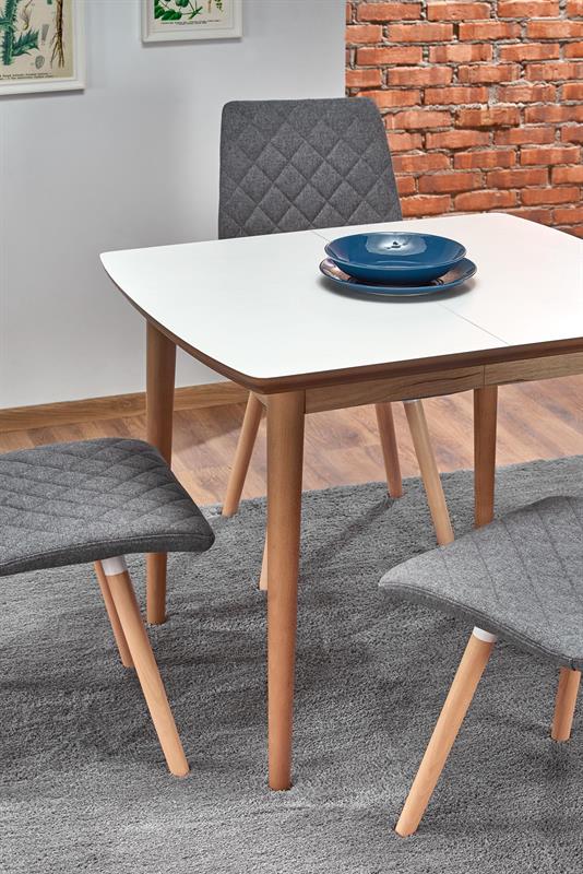 BARRET jedálenský stôl, biely mat/dub lefkas (90-190 cm)