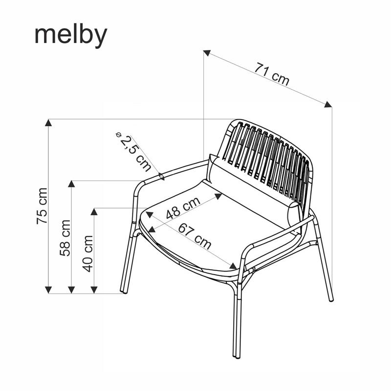 MELBY relaxačné kreslo, konštrukcia - biela, čalúnenie - šedé