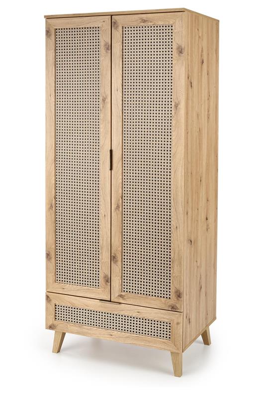 BORNEO S-1 skriňa, 80/57/200cm, dub artisan/čierna