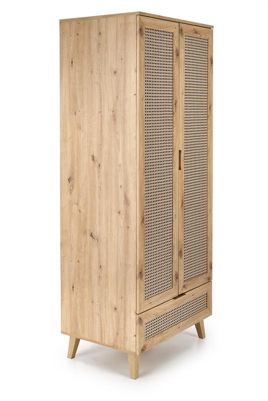 BORNEO S-1 skriňa, 80/57/200cm, dub artisan/čierna
