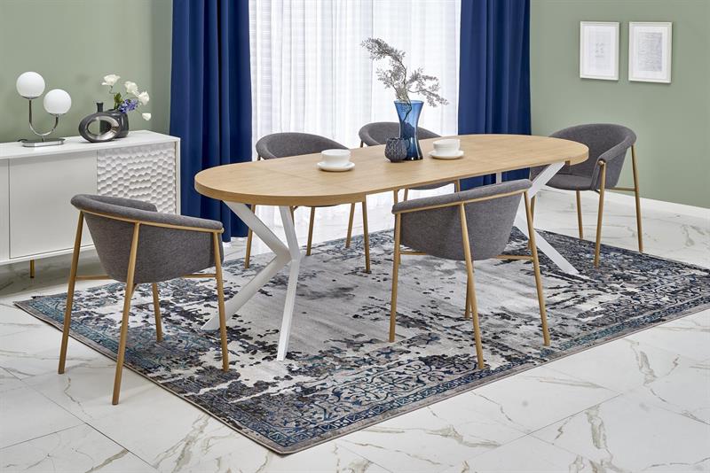 PERONI jedálenský rozkladací stôl 100(250)x100x75cm - dub zlatý / biela
