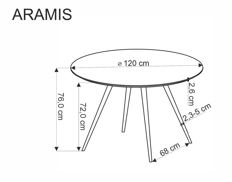 ARAMIS jedálenský stôl okrúhly, MDF+laminat, farba lastryko/biela