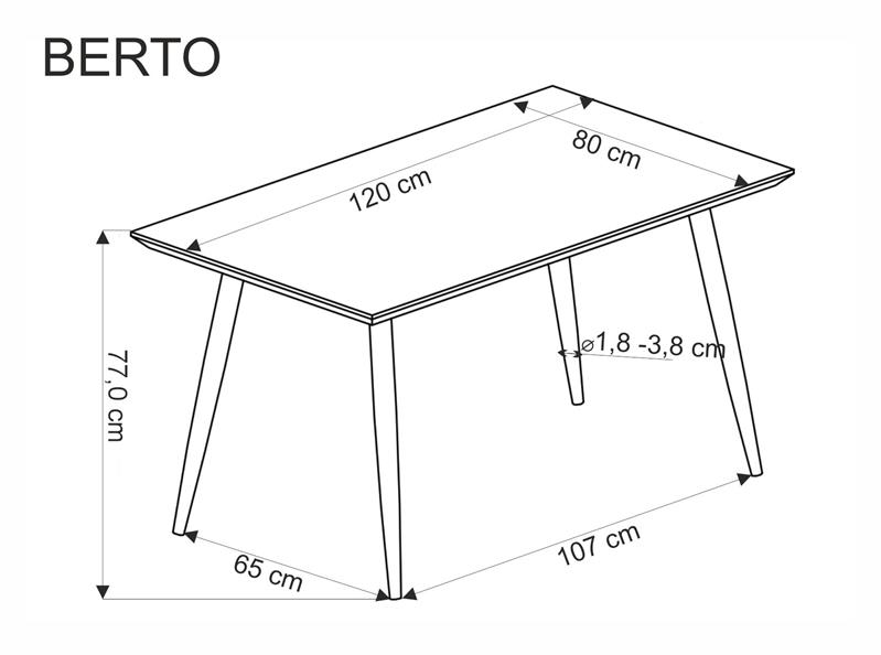 BERTO stôl jedálenský 120/80/77/107cm, prírodný/nohy čierne