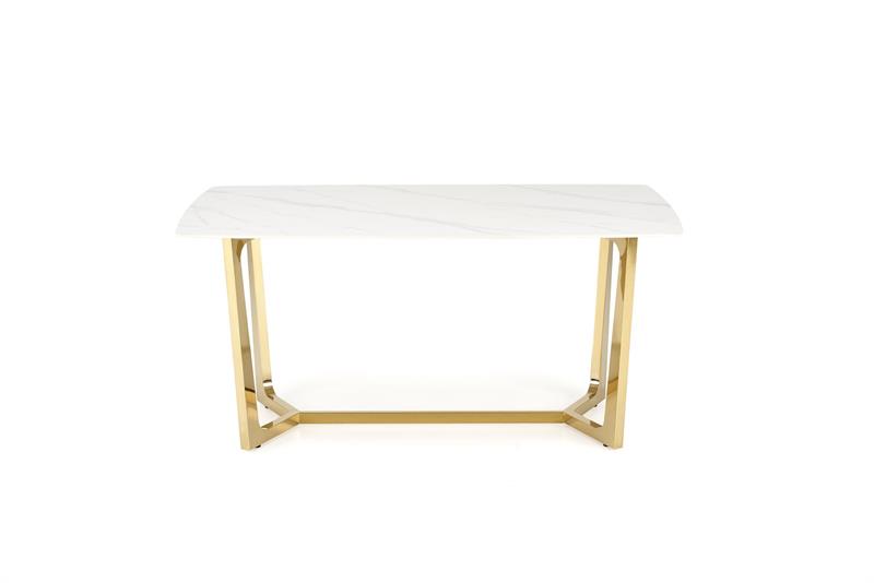 CLEMENTE stôl 160/90/76/120 cm, biely mramor/nohy zlaté
