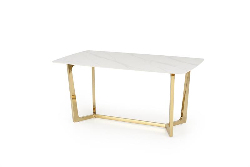 CLEMENTE stôl 160/90/76/120 cm, biely mramor/nohy zlaté