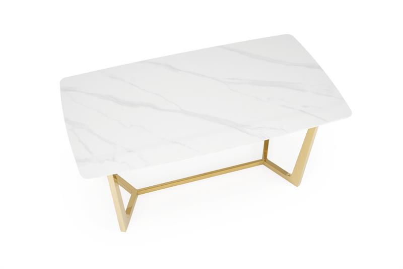 CLEMENTE stôl 160/90/76/120 cm, biely mramor/nohy zlaté
