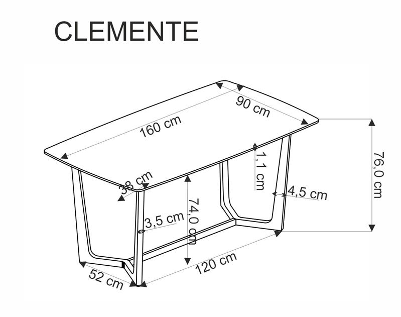 CLEMENTE stôl 160/90/76/120 cm, biely mramor/nohy zlaté