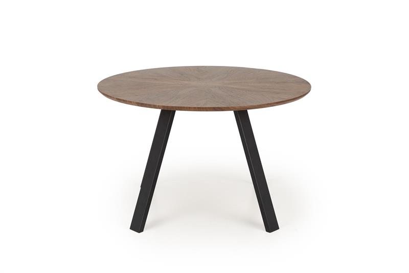 DANILO jedál.stôl okrúhly 120/74/65cm, pr.dýha/oceľ, orech/čierna