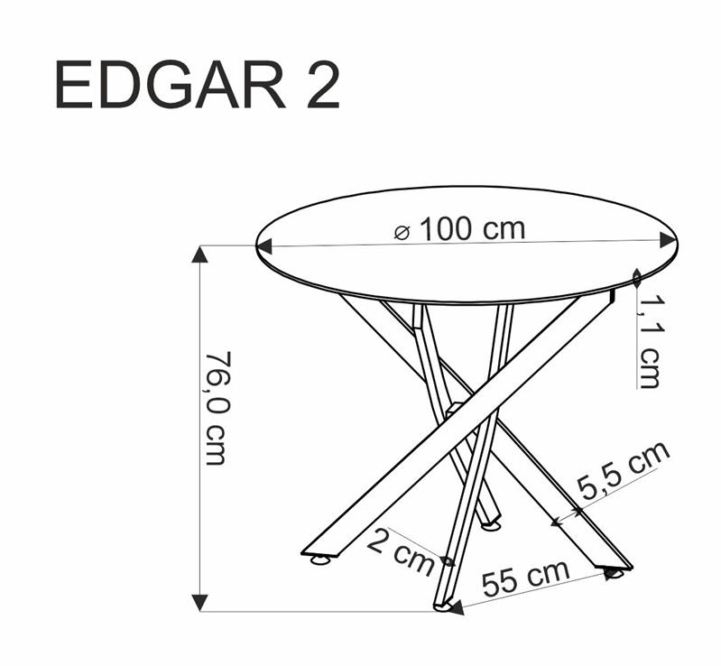 EDGAR 2 stôl jedálenský okrúhly, mramor biely/ nohy čierne