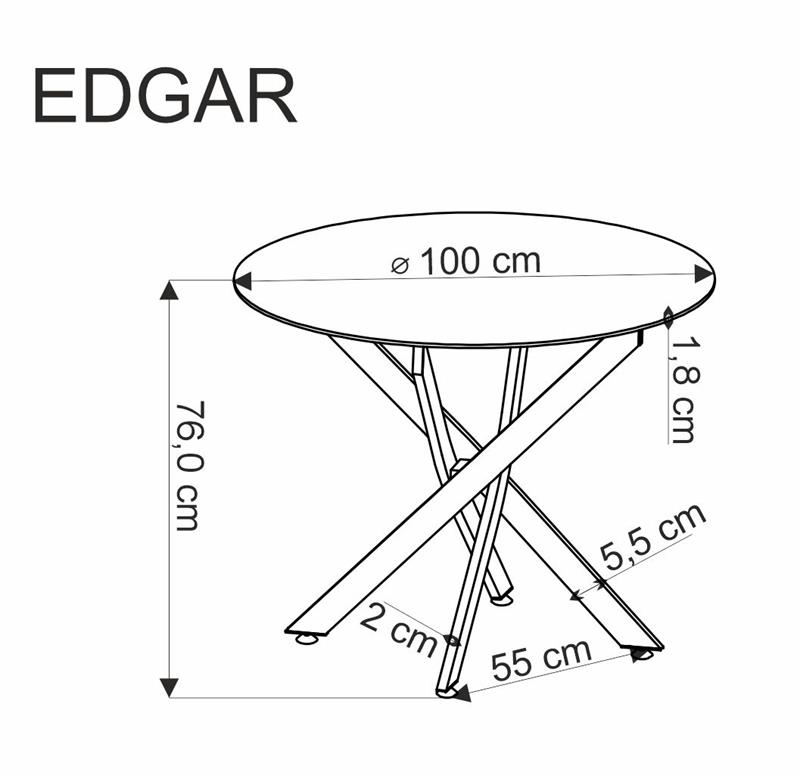 EDGAR stôl jedálenský okrúhly, orech/ nohy čierne