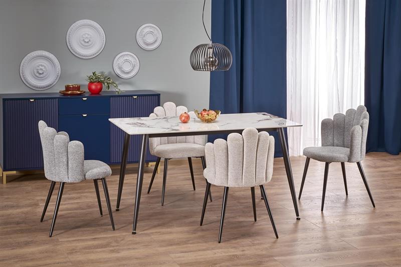 EMILIO stôl jedálenský 120/70/76/100cm, biely mramor/ nohy čierne