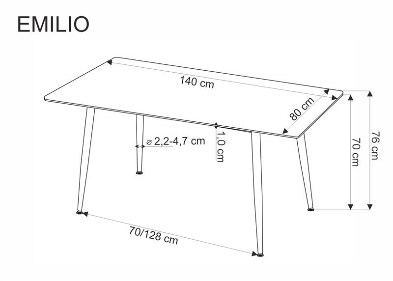 EMILIO stôl jedálenský 120/70/76/100cm, biely mramor/ nohy čierne