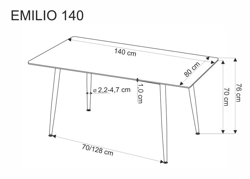 EMILIO stôl jedálenský 140/70/76/100cm, biely mramor/ nohy čierne
