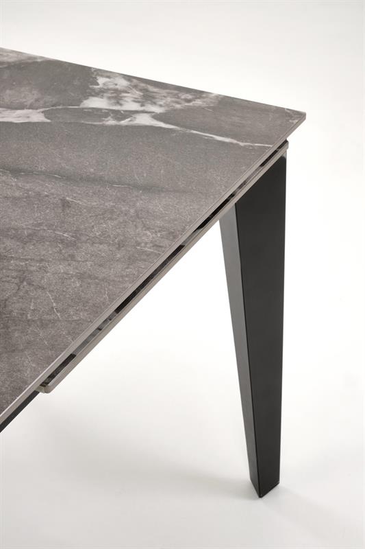 FELIX stôl jedálenský 141-201/81/76/124-18cm, mramor/oceľ,jaseň/čierny